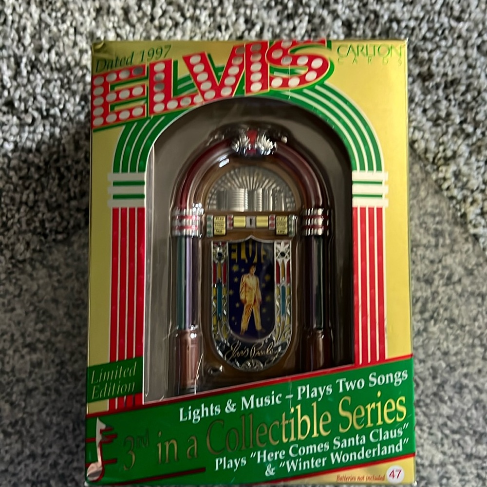 1997 Heirloom Carlton Cards Elvis Presley Musical Jukebox Christmas Ornament